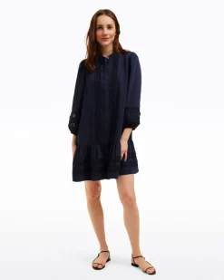 Molly Mini Dress in Embroidered Stripe