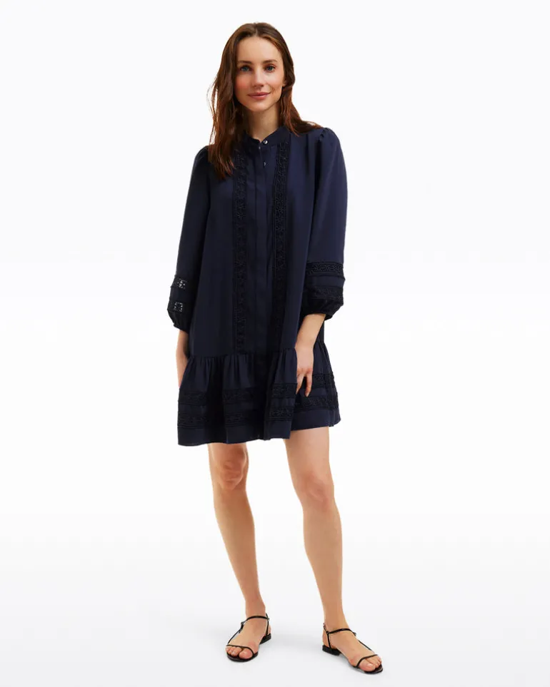 Molly Mini Dress in Embroidered Stripe
