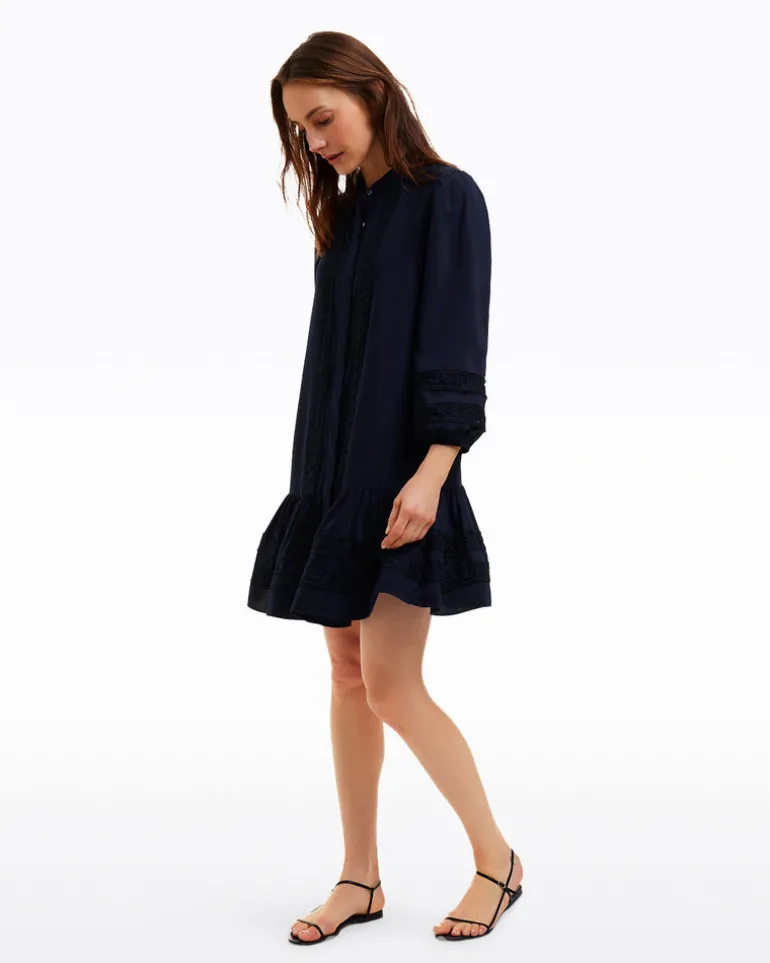 Molly Mini Dress in Embroidered Stripe