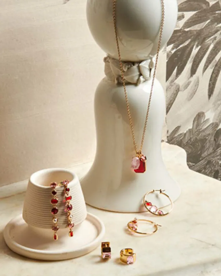Multi Stone Hoop Earrings