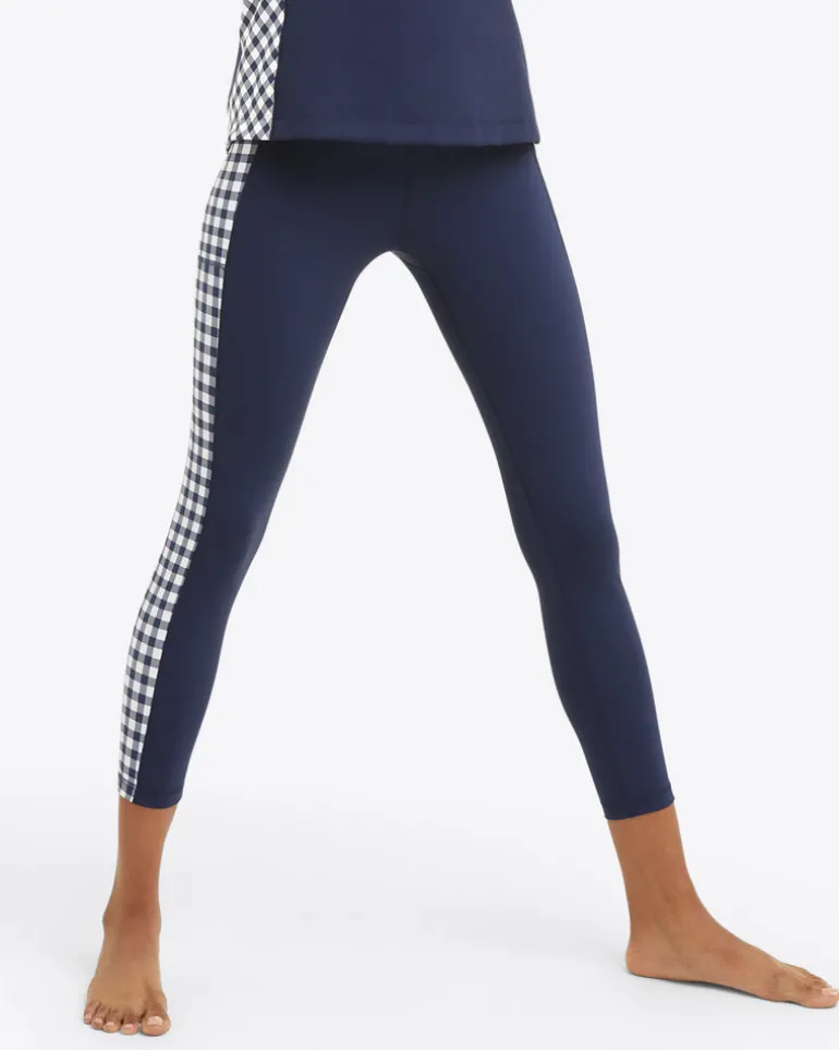 Panel Leggings in Navy Gingham