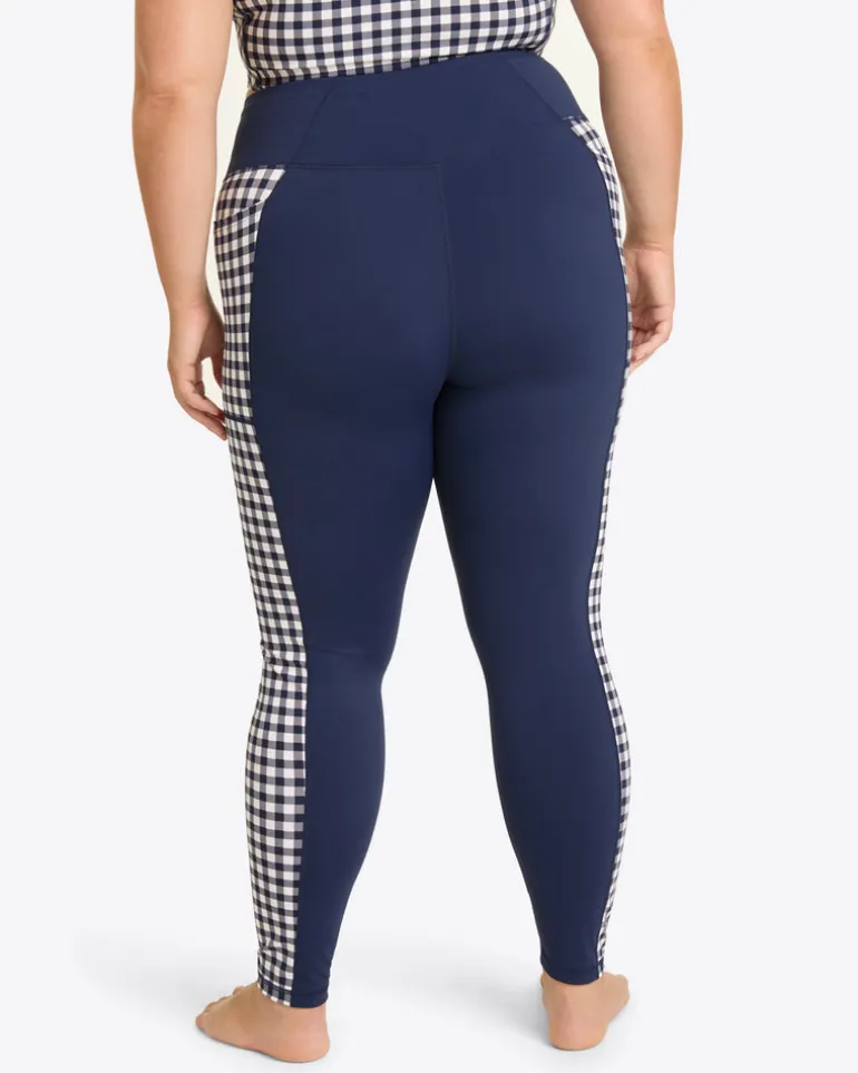 Panel Leggings in Navy Gingham