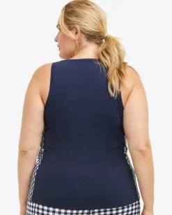 Panel Tank in Navy Gingham