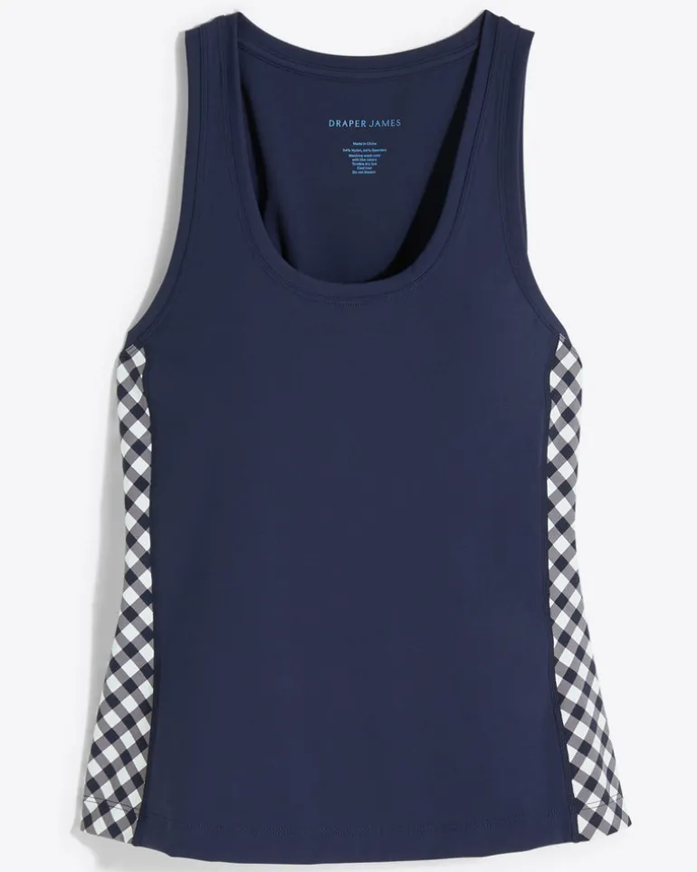 Panel Tank in Navy Gingham