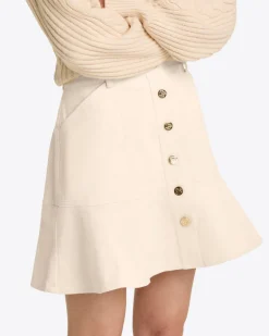 Peplum Mini Skirt in Stretch Corduroy
