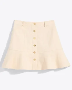 Peplum Mini Skirt in Stretch Corduroy