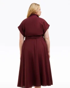 Presley Embroidered Midi Shirtdress in Raspberry Pink