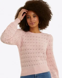 Puff Sleeve Sweater in Pointelle