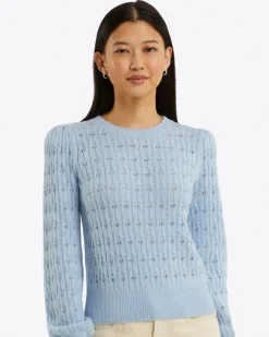 Puff Sleeve Sweater in Pointelle