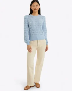 Puff Sleeve Sweater in Pointelle
