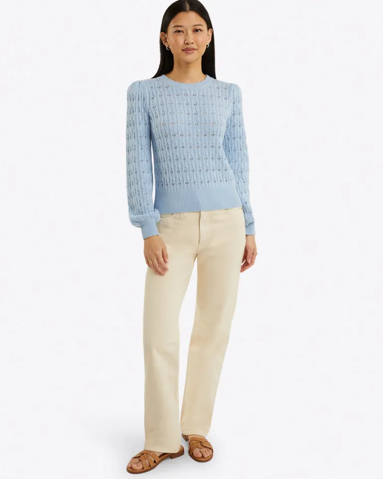 Puff Sleeve Sweater in Pointelle