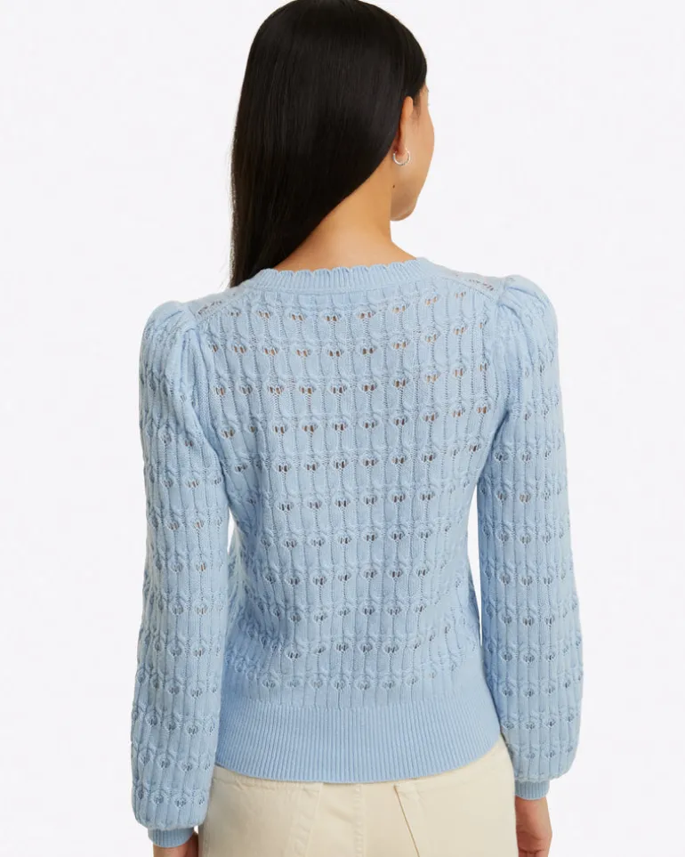 Puff Sleeve Sweater in Pointelle