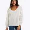 Reyna Long-Sleeve Top in Textured Shirting Stripe