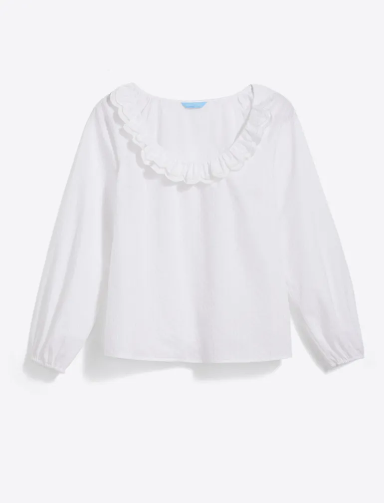 Reyna Long-Sleeve Top in Textured Shirting Stripe