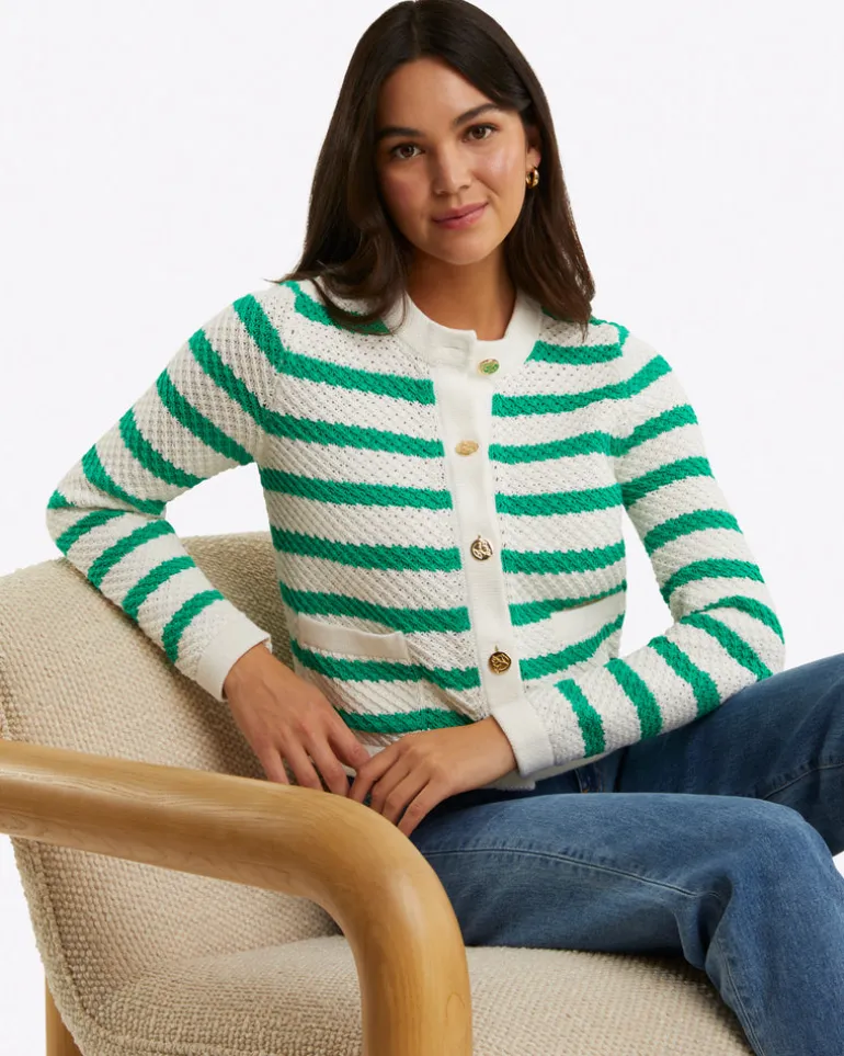 Rita Crewneck Cardigan in Cotton