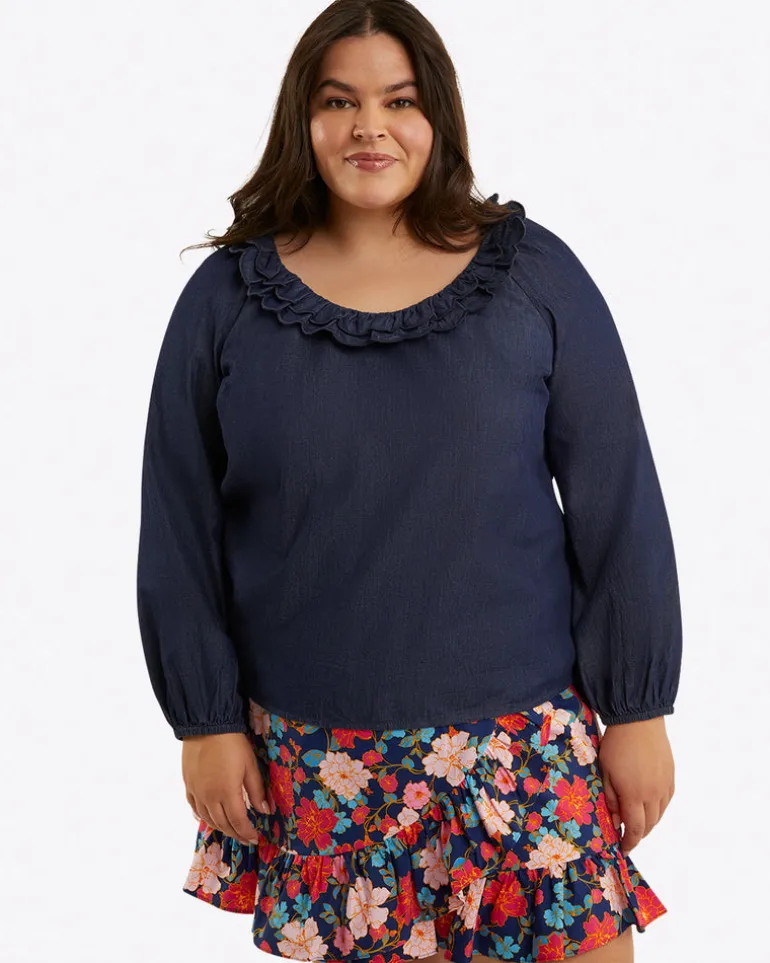 Ruffle Wrap Skirt in Stretch Poplin