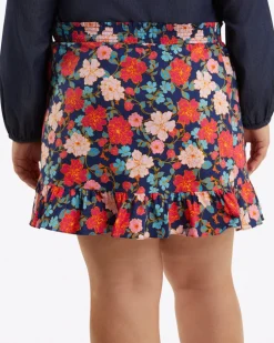 Ruffle Wrap Skirt in Stretch Poplin