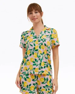 Sara Pajama Set in Pink Lemon Blossom