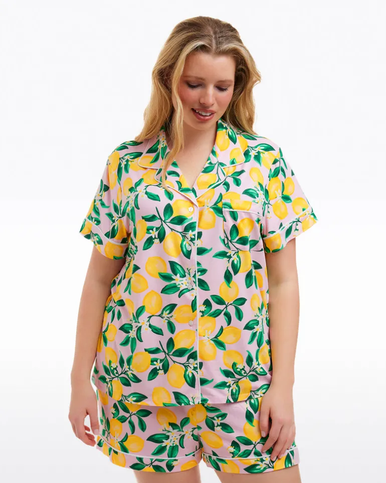 Sara Pajama Set in Pink Lemon Blossom