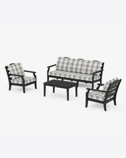 Savannah 4-Piece Deep Seating Set with Sofa in Buffalo Plaid