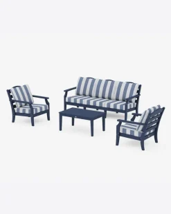 Savannah 4-Piece Deep Seating Set with Sofa in Cabana Stripe