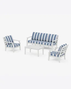 Savannah 4-Piece Deep Seating Set with Sofa in Cabana Stripe
