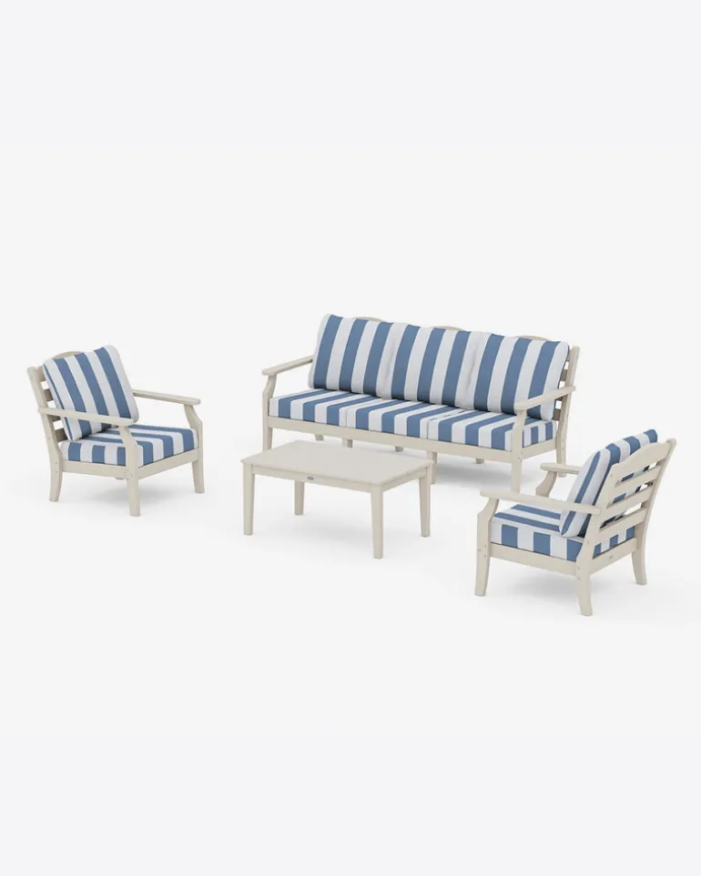 Savannah 4-Piece Deep Seating Set with Sofa in Cabana Stripe