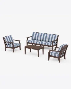Savannah 4-Piece Deep Seating Set with Sofa in Cabana Stripe