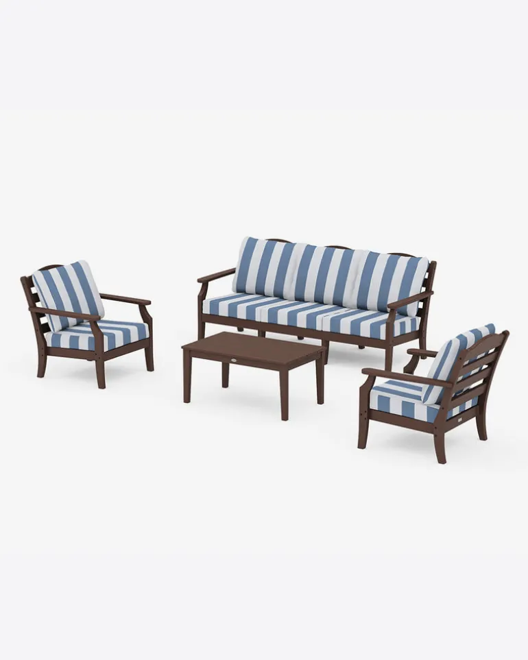 Savannah 4-Piece Deep Seating Set with Sofa in Cabana Stripe