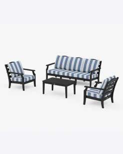 Savannah 4-Piece Deep Seating Set with Sofa in Cabana Stripe