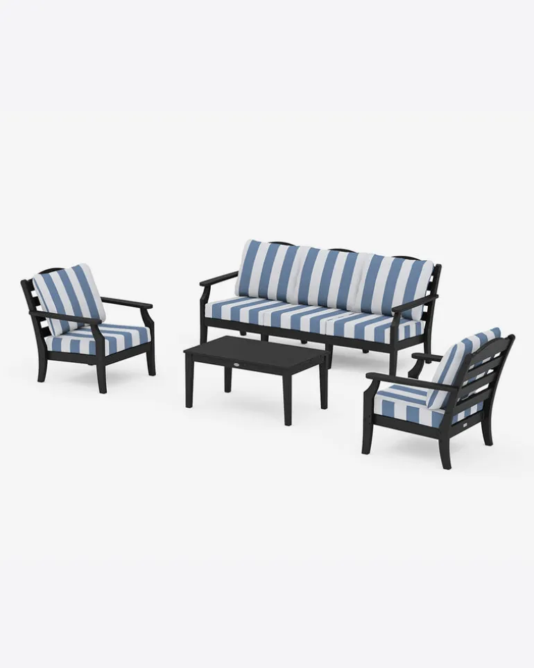 Savannah 4-Piece Deep Seating Set with Sofa in Cabana Stripe