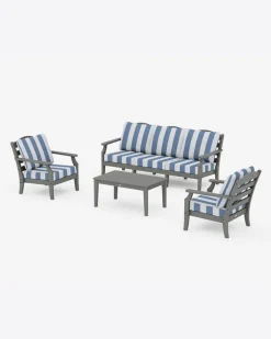 Savannah 4-Piece Deep Seating Set with Sofa in Cabana Stripe