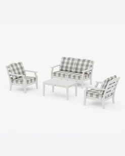 Savannah 4-Piece Deep Seating Set with Loveseat in Buffalo Plaid