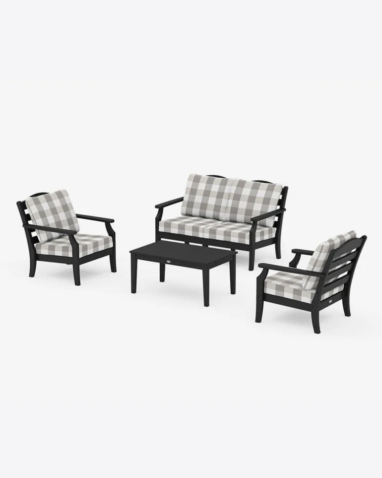 Savannah 4-Piece Deep Seating Set with Loveseat in Buffalo Plaid