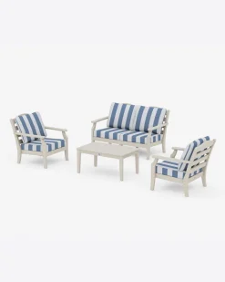 Savannah 4-Piece Deep Seating Set with Loveseat in Cabana Stripe