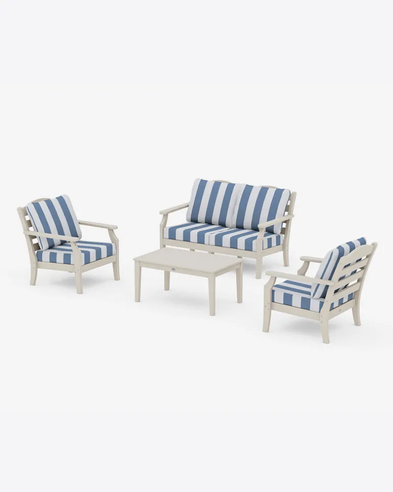 Savannah 4-Piece Deep Seating Set with Loveseat in Cabana Stripe