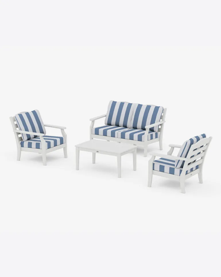 Savannah 4-Piece Deep Seating Set with Loveseat in Cabana Stripe