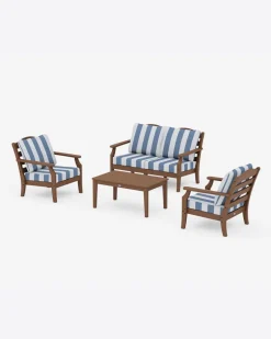 Savannah 4-Piece Deep Seating Set with Loveseat in Cabana Stripe