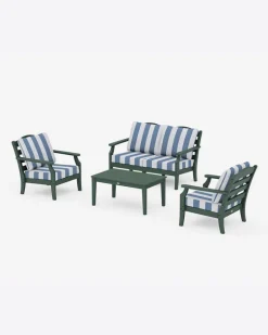 Savannah 4-Piece Deep Seating Set with Loveseat in Cabana Stripe