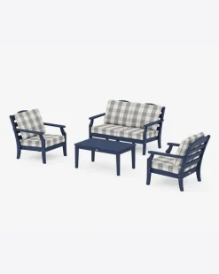 Savannah 4-Piece Deep Seating Set with Loveseat in Buffalo Plaid