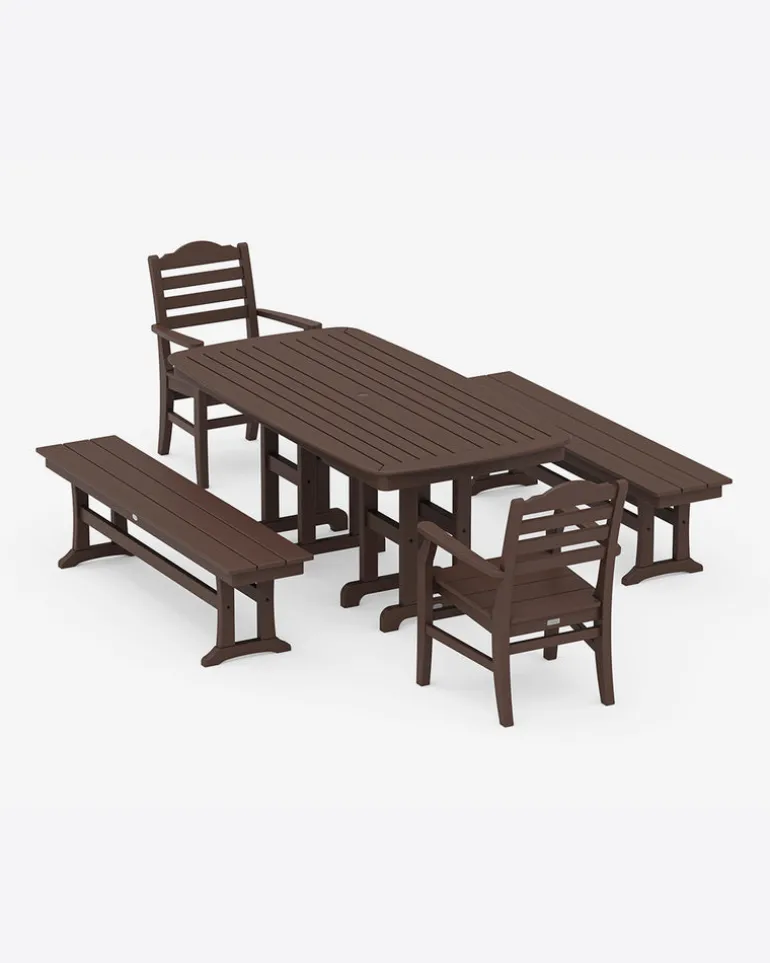 Savannah 5-Piece Dining Set with Benches