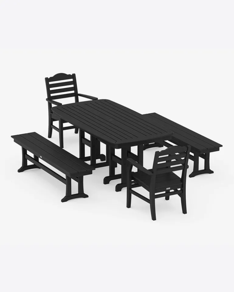 Savannah 5-Piece Dining Set with Benches