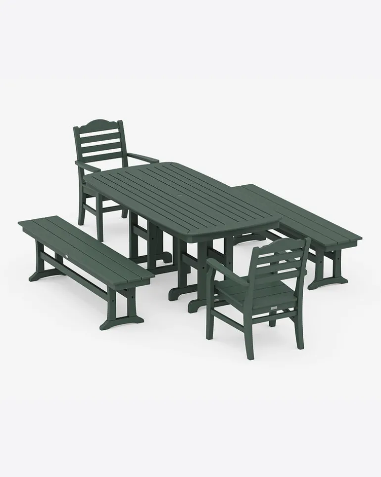 Savannah 5-Piece Dining Set with Benches