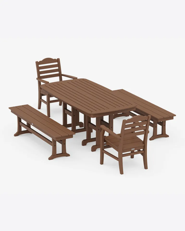 Savannah 5-Piece Dining Set with Benches