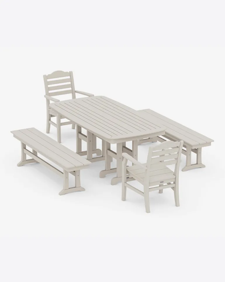 Savannah 5-Piece Dining Set with Benches