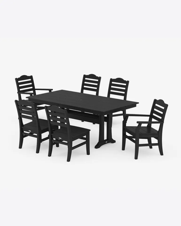 Savannah 7-Piece Farmhouse Dining Set with Trestle Legs