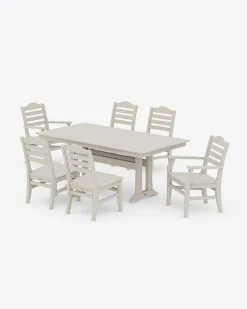 Savannah 7-Piece Farmhouse Dining Set with Trestle Legs