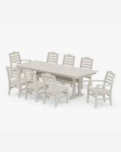 Savannah 9-Piece Farmhouse Dining Set with Trestle Legs