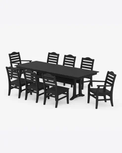 Savannah 9-Piece Farmhouse Dining Set with Trestle Legs