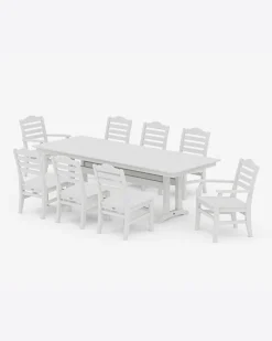 Savannah 9-Piece Farmhouse Dining Set with Trestle Legs